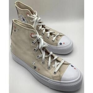 Converse Hi Top Platform Shoes CTAS Embroidered Flower A14265C Womens Size 10